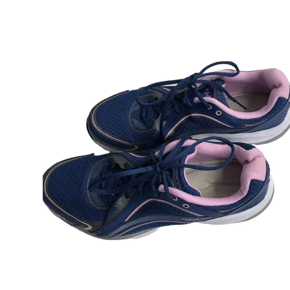 RYKA WOMEN‎ NAVY/PINK SKY WALK LACE UPWALKING SHOES SZ 8